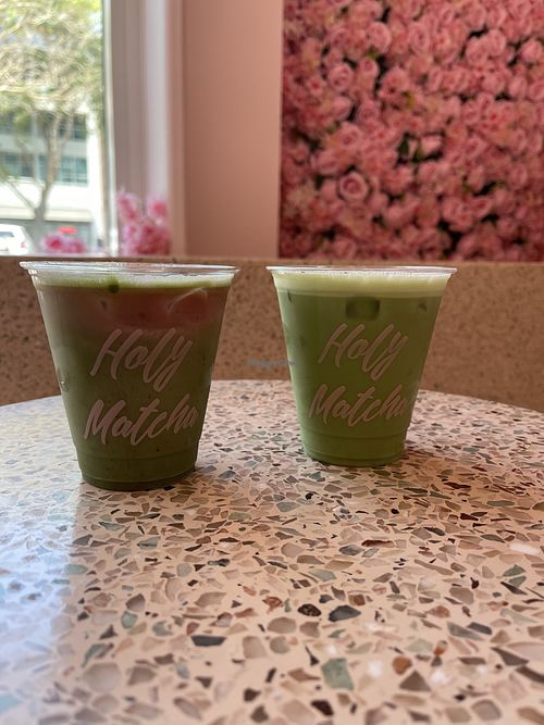 strawberry matcha & lavender matcha   at Holy Matcha - Downtown in San Diego
