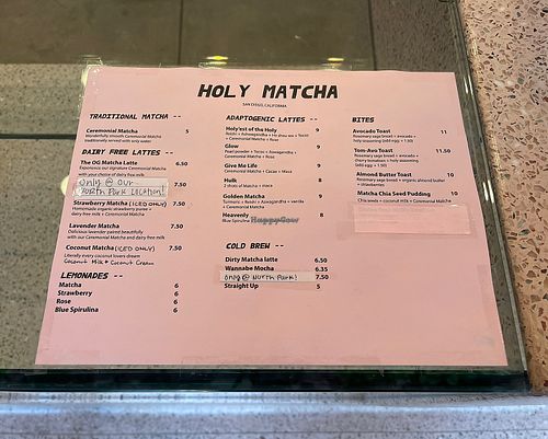menu   at Holy Matcha - Downtown in San Diego