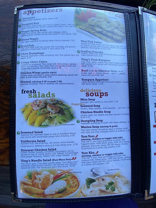 Menu  at Ying's in Hyannis