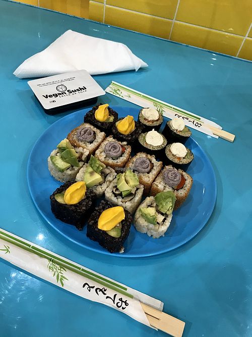 4 different rolls at Vegan Sushi in Buenos Aires