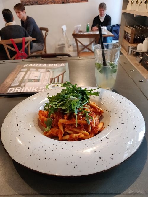Beyond meat Bolognese spaghetti at Smokvica - Kralja Petra in Belgrade