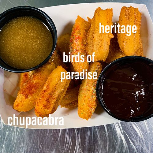 Churro bites! Available in 3 flavors, vegan, and vegan glaze available on the side for dipping!  at Que Ricas in Haddon Township