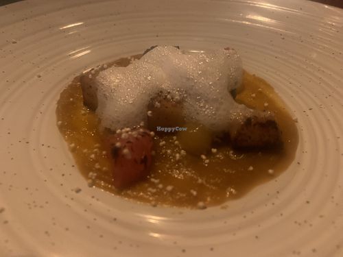 Desert, veggies and fruit in a sweet squash sauce.    at Teocintle - Tika'aya in Oaxaca