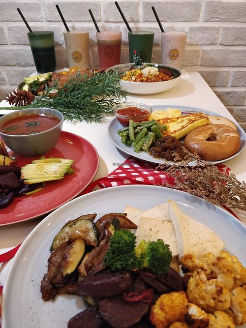 Wide selection of vegetarian and vegan  foods at Gentlebros Cafe in Central Singapore