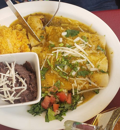 Chicken enchiladas rojas at Fiesta Oaxaca in Santa Fe