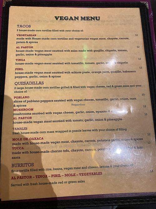 Vegan Menu 1 at Fiesta Oaxaca in Santa Fe