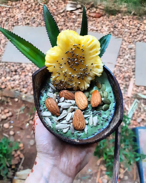 Green Goddess Smoothie at Avocado Vegan Cafe in Varkala