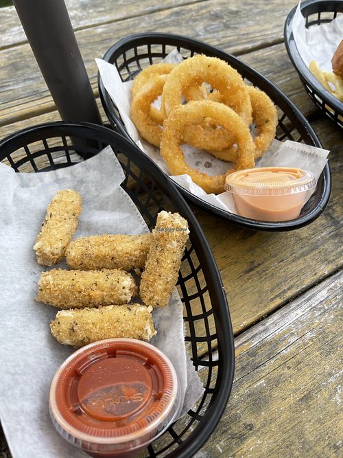 Mozzarella sticks & onion rings at Korny Vibes in Houston
