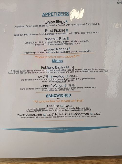 Menu for soft opening at Korny Vibes in Houston