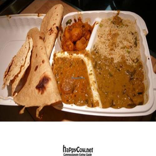 Bawarchi vegetarian combination with matar koftka at Bawarchi Indian Kitchen in Los Angeles