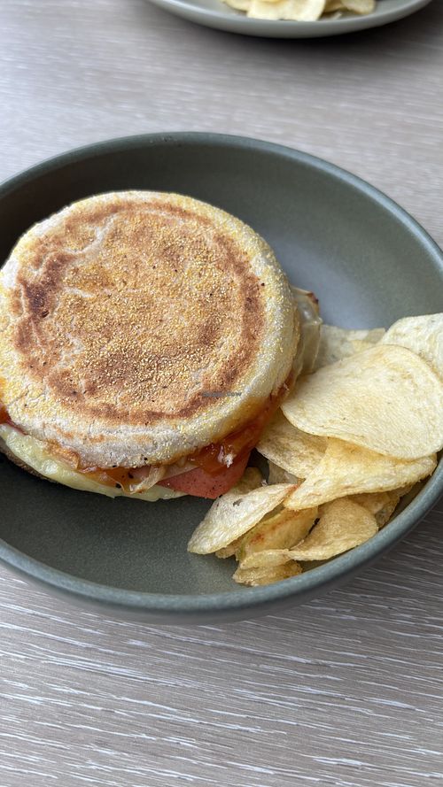 Egg and bacon muffin. Delicious.   at Jumi's Cafe in South Yarra