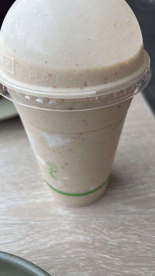 Vanilla lemon slice smoothie. Filling and tasty   at Jumi's Cafe in South Yarra