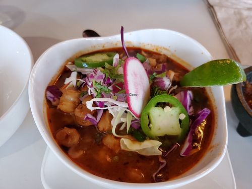 Delicious pozole at The Village in San Diego