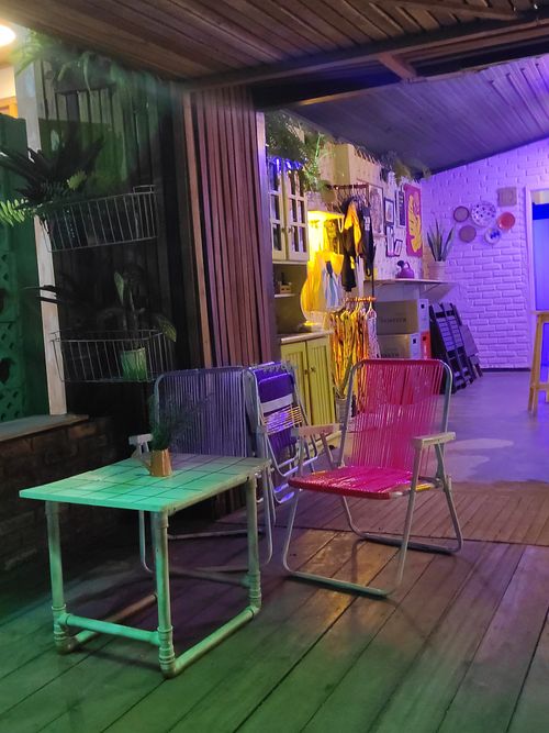 Cool vibe at Casa Mangue Neon in Porto Seguro