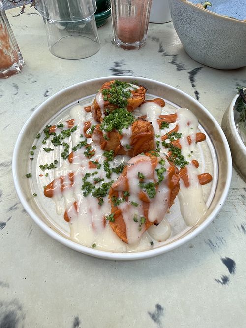 Sweet potato with red pepper sauce and chives   at Sesame in Chamonix-mont-blanc