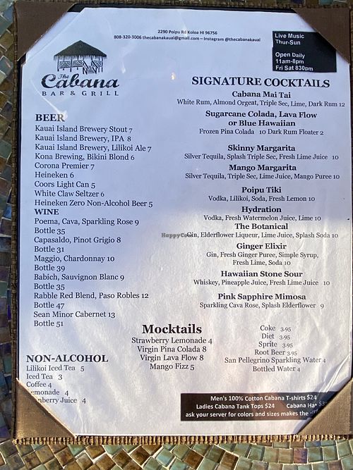 Drinks  at The Cabana Bar & Grill in Koloa