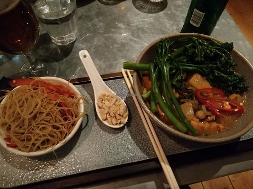 Sweet potato, butternut squash and kale satay at The Florist in Liverpool