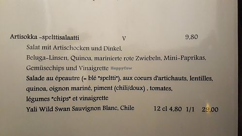 Menue at Tower in Aekaeslompolo