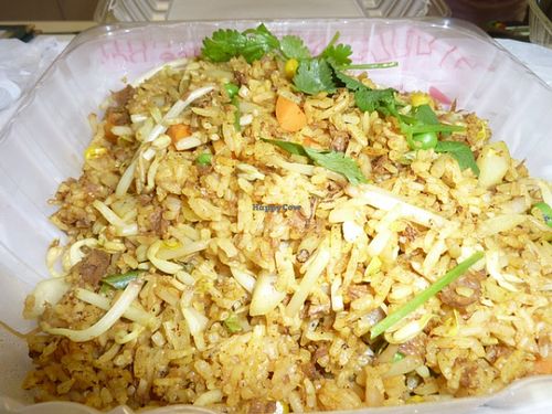 Fried rice takeout at Loving Hut in Houston