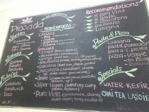 menu board at Prasada in Cusco