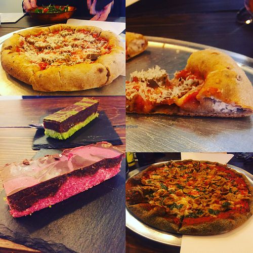 top right is vegan stuffed crust (great), bottom left twix (great), bottom right protein pizza (AMAZING)  at Picky Wops in East London