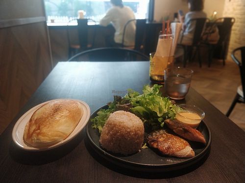 Healthy Monster pescetarian plate set (saba, fluffly egg whites) at Healthy Monster in Tokyo