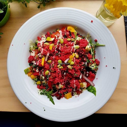 Edamamme & Beetroot Cous Cous Salad (Vg) at Caffi Lolfa in Burry Port