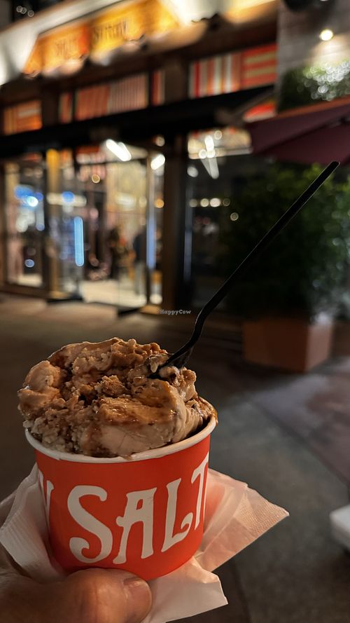 Bananas Foster w/ Candied Pecans and on the bottom Death By Chocolate Chocolate Cake which was my favorite   at Downtown Disney - Salt & Straw in Anaheim
