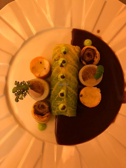 Vegetable inside wrapped in a leaf at La Table d'Adrien in Verbier