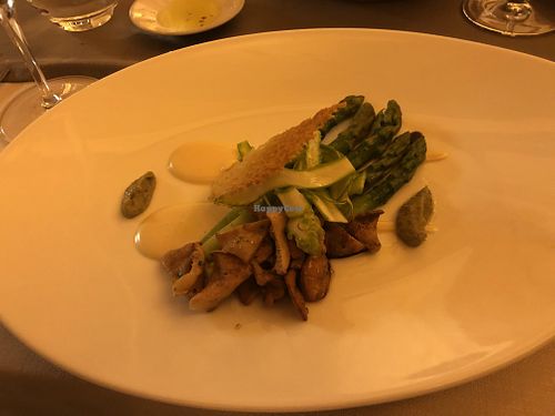Mushrooms and asparagues at La Table d'Adrien in Verbier
