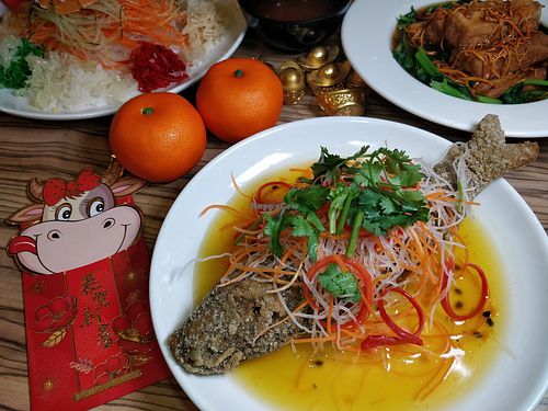 Bean curd fish with Passion Fruit sauce 鱼庆丰收 at Botanict 豐之素 in West Singapore