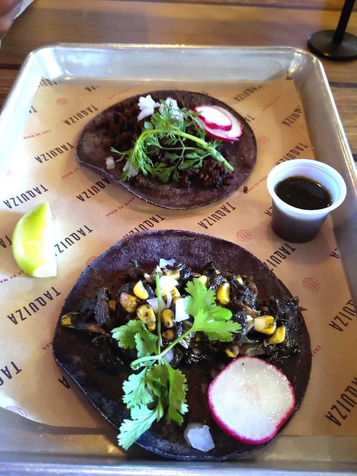Vegan tacos with impossible meat at Taquiza - Collins Ave in Miami Beach