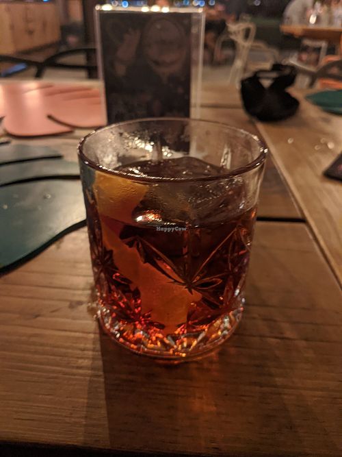 Boulevardier Cocktail at Oroboro Vegan Cafe in Ilhabela