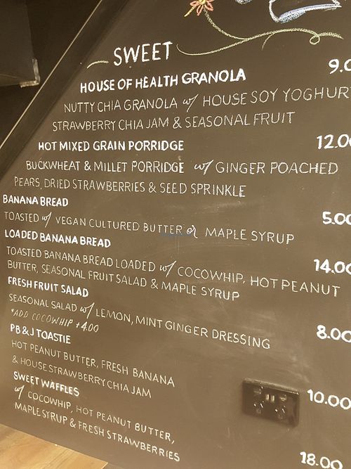 Sweet Menu at Field to Fork Wholefoods Kitchen in Adelaide