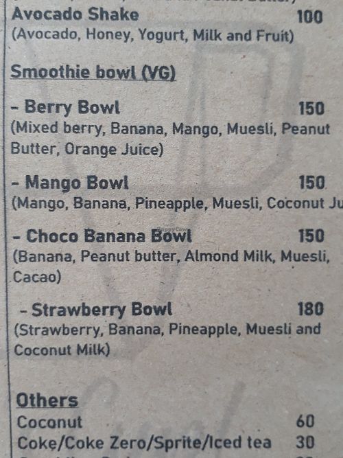 Smoothie bowl selection at What's Cup! in Koh Phangan
