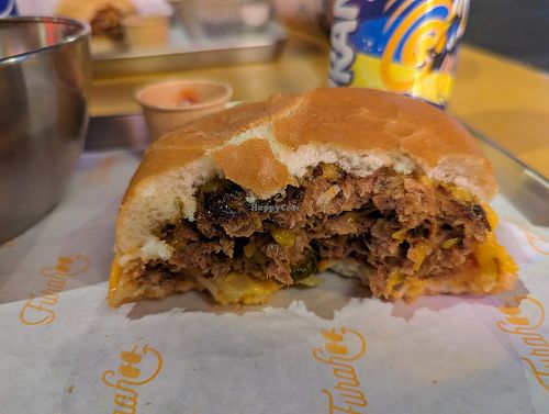 Angebissener Burger at Furahaa - Vegan in Paris