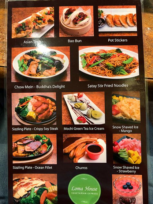 New menu insert at Loma House Vegetarian Express in Edmonton