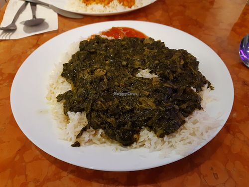 Spinach curry, because the eggplant curry was sold out at Kaschmir Tandoori - Q4 in Mannheim