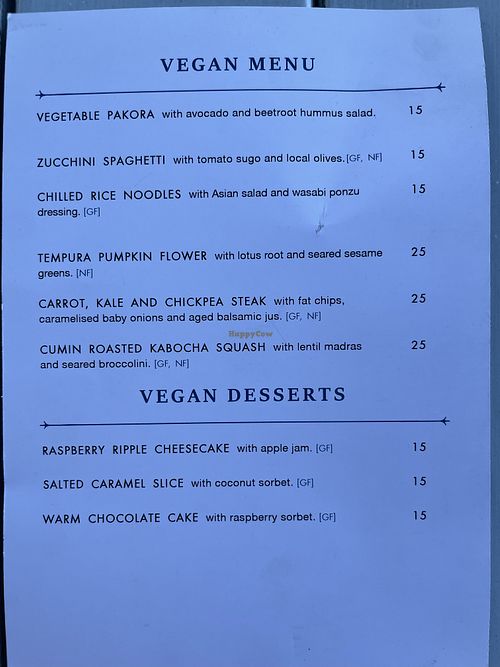 Vegan menu October 2025  at Rambla On Swan in South Perth