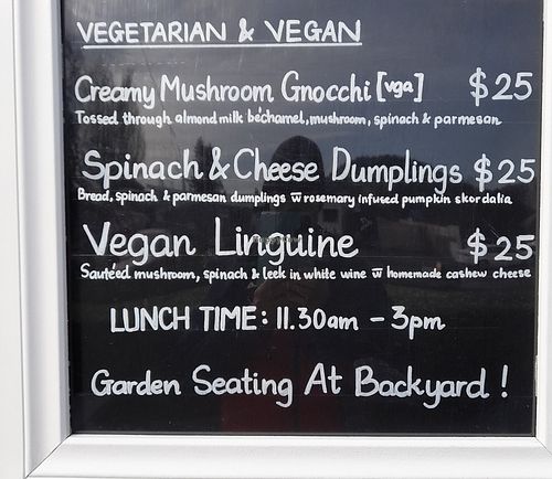 Veg*n menu at Czegs in Richmond