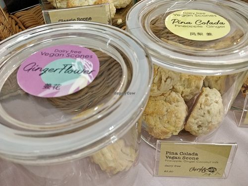 Ginger flower and pina colada vegan Scones at Cheryl Scones in Central Singapore