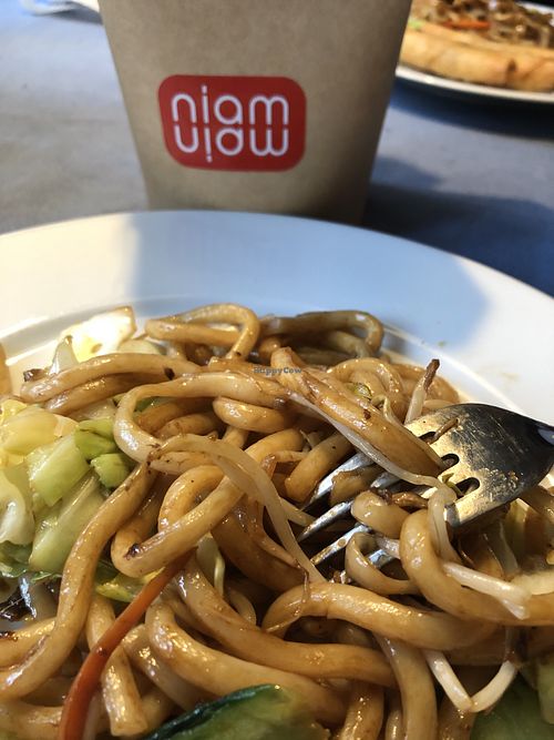 udon noodles with vegetables  at Niam Niam in Ljubljana