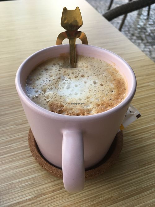 Galão (coffee and milk) at Moko Veggie Café - Alvalade in Lisbon