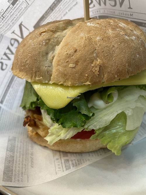 Fried fish burger! The taste was ok, but it is not the best one they have. at Moko Veggie Café - Alvalade in Lisbon