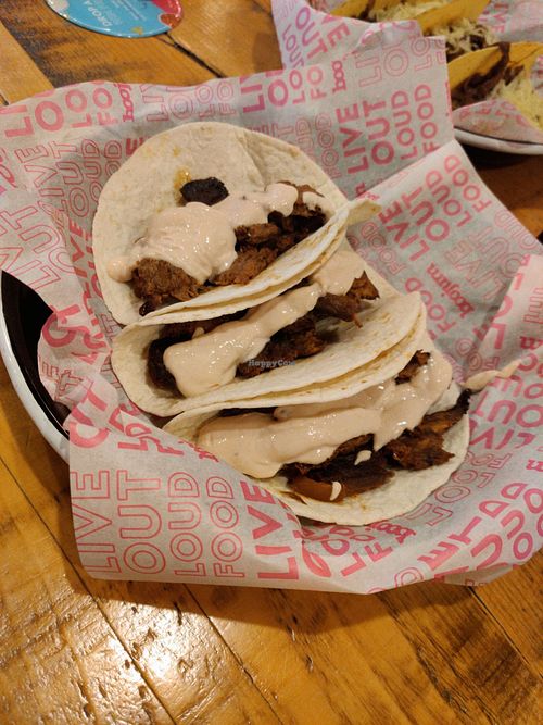 Alt Pastor Tacos with Vegan Chipotle Sour Cream at Boojum in Limerick