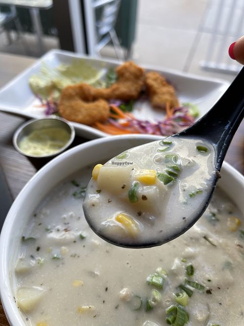 Corn Chowder  #Veganuary at Alice & Friends' Vegan Kitchen in Chicago