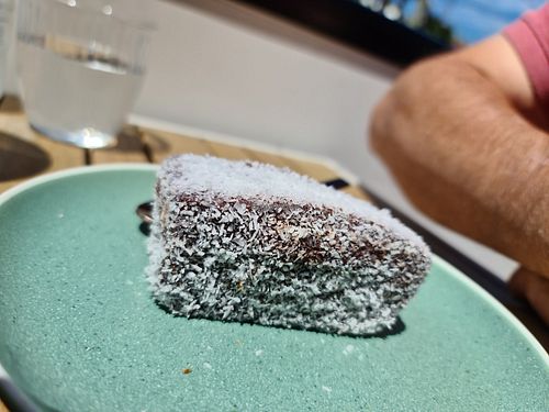 Vegan lamington at Willow Wine Cafe in Kingsville