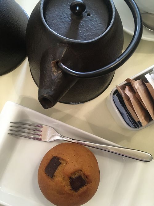 Vegan muffin and tea  at Grancaffe Quadri in Venice