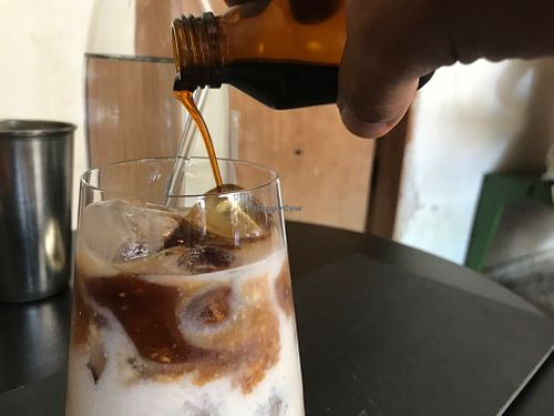 Almond cold brew at Acervo Café in Brasilia