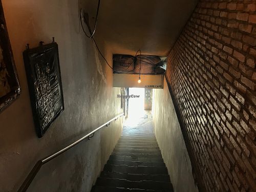 Stairwell entrance at Acervo Café in Brasilia